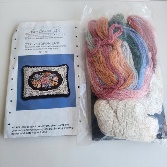 Ann Benson LTD Cross Stitch Victorian Lace Gourmet Craft Kit C038 12"x16" Floral - Picture 1 of 6